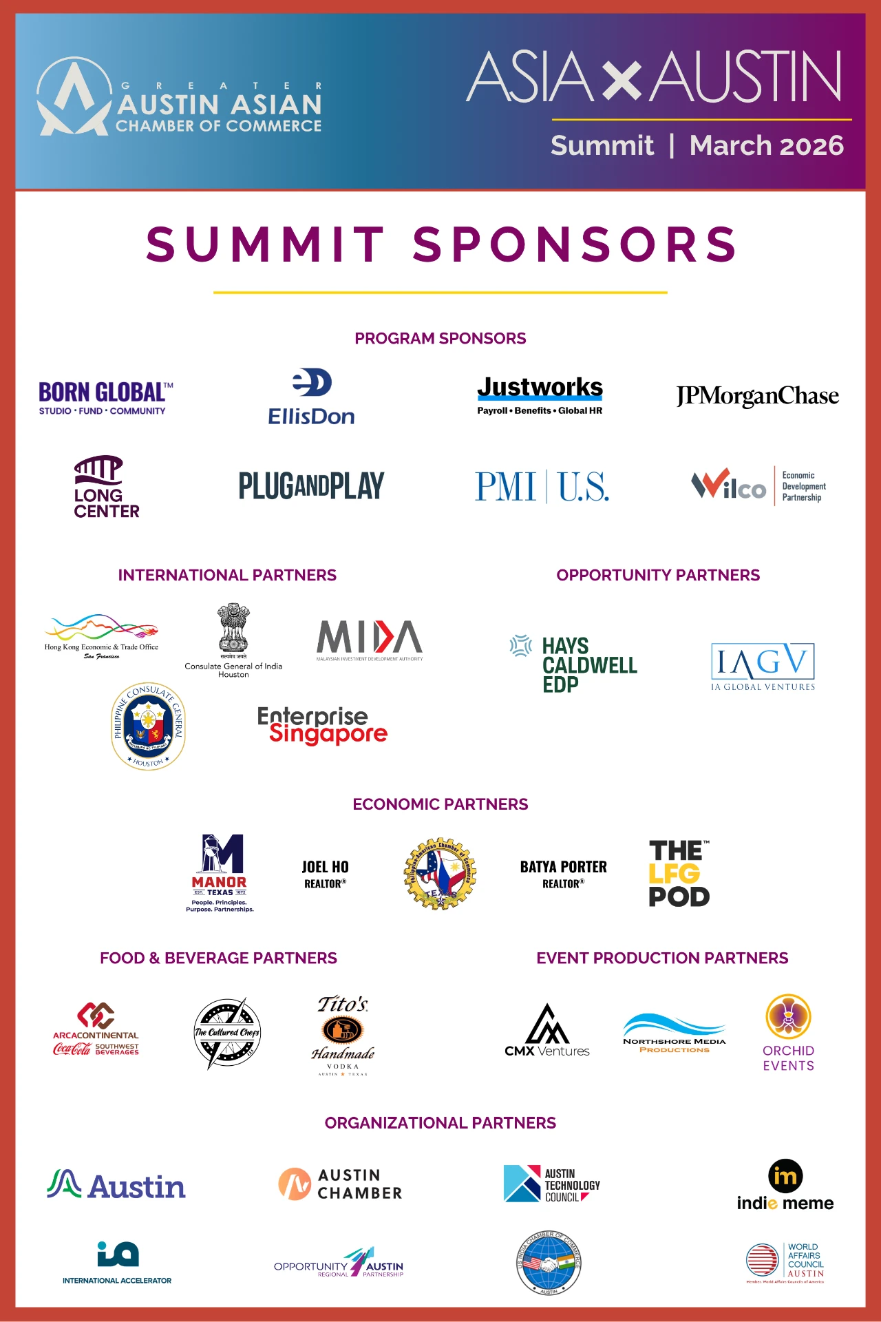 Asia x Austin Summit 2026 sponsor sign