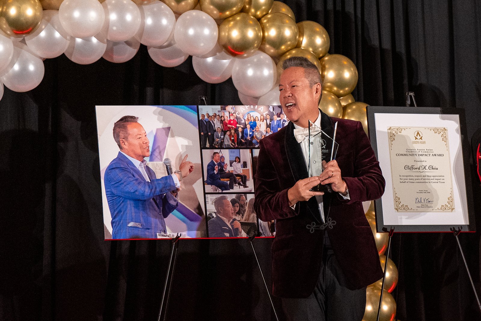 A community honoree speaking at Ovation Gala 2025