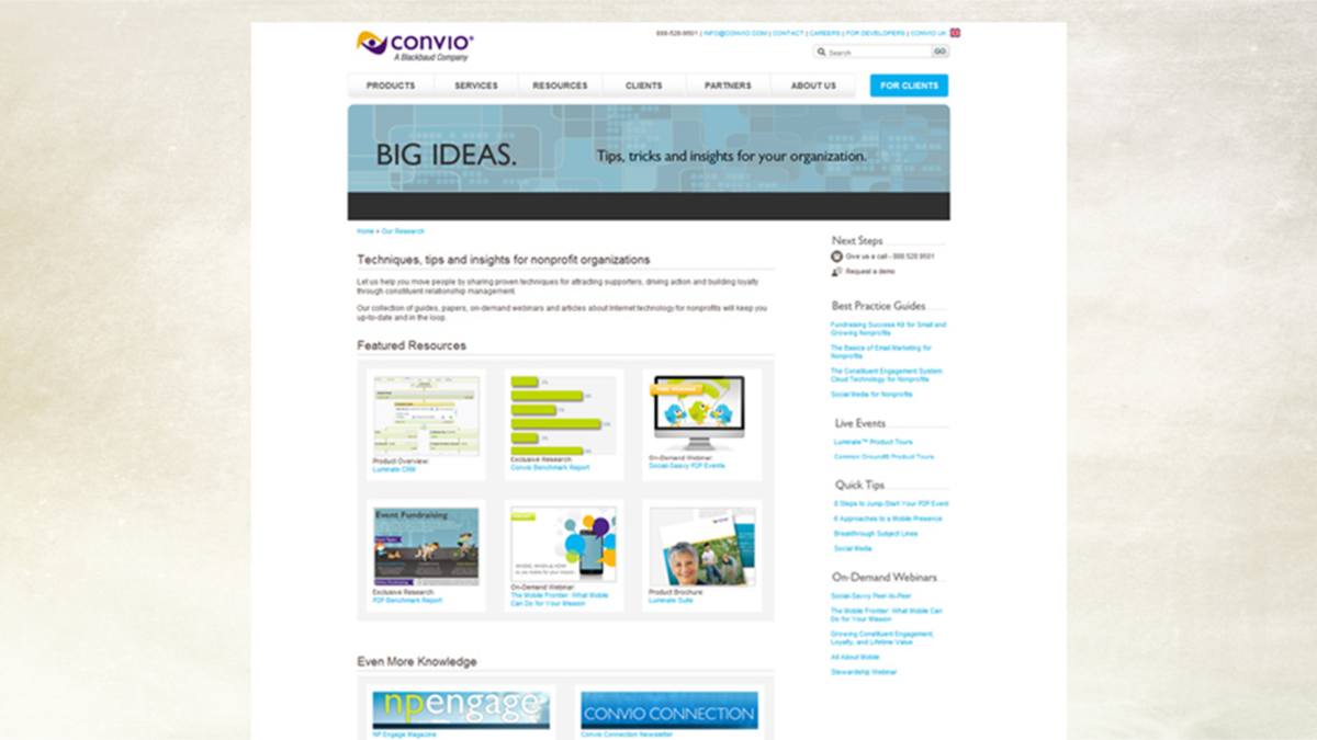 Convio Corporate Website (2011-2013)