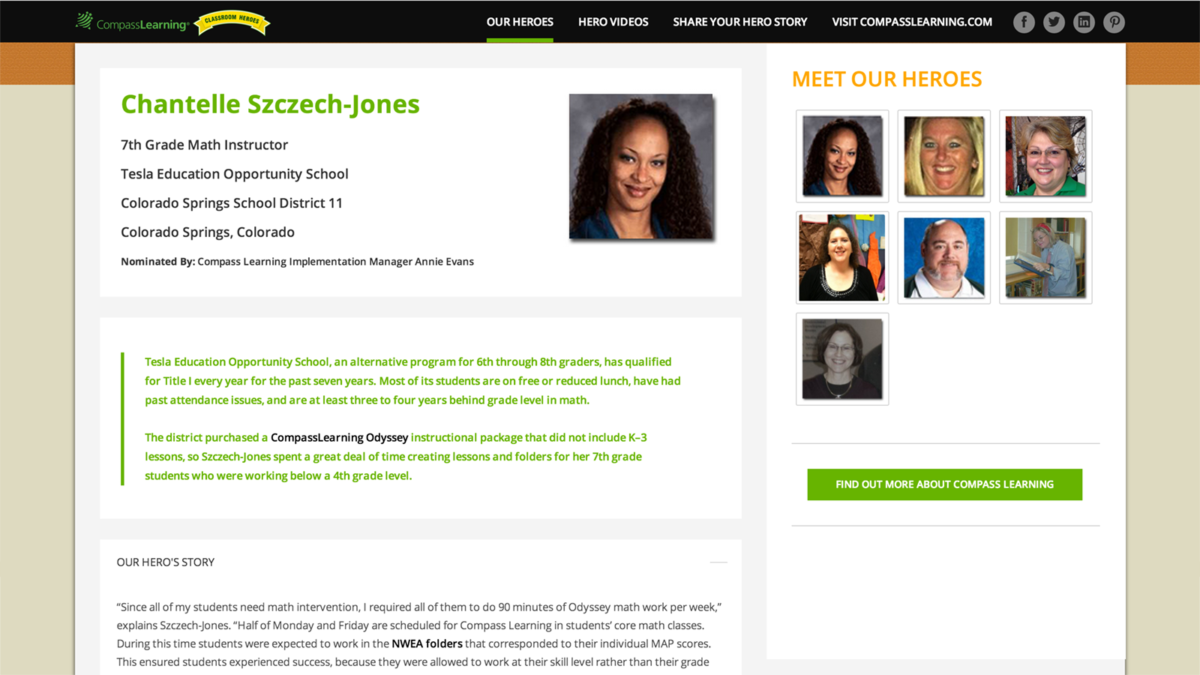 Compass Learning “Heroes” Microsite (2014)